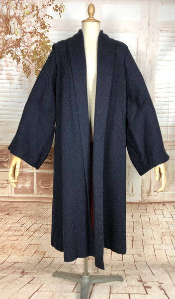 Incredible 1950s Volup Navy Blue Lilli Ann Swing Coat With Huge Sleeves