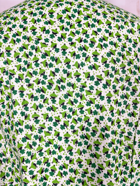 1940s Apple Green Floral Cotton Day Dress | Volup Zip Front House Dress