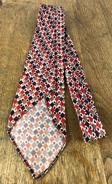 1950s Red, Tan & Burgundy Diamond Check Rayon Tie – Elder's, Dayton
