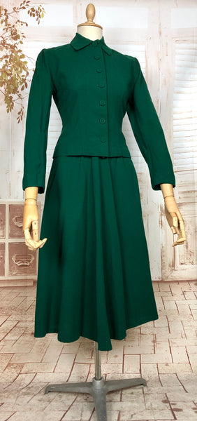 Stunning Original Late 1940s Vintage Forest Green New Look Suit