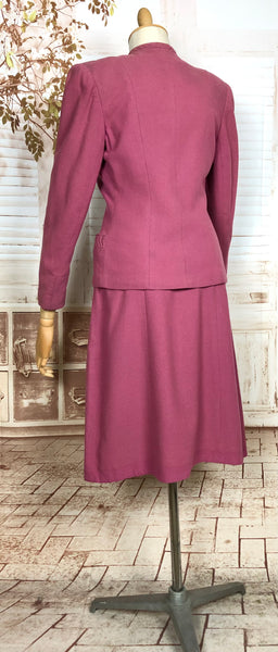 RESERVED FOR ANNA LAURA Amazing Original 1940s Vintage Pink Skirt Suit With Trapunto Details