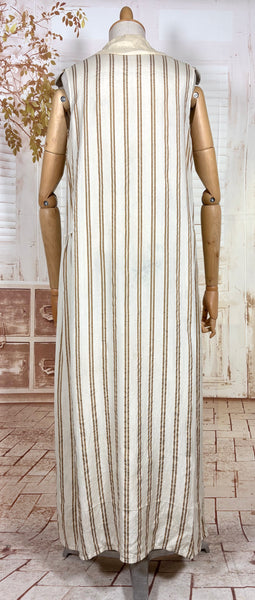 Amazing Cream and Brown Striped Silk 1920s Day Dress