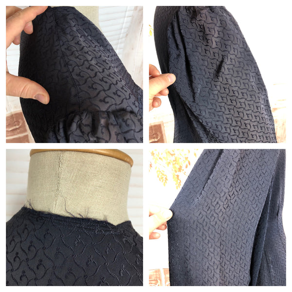 Elegant 1930s Lightweight Crepe Coat With Balloon Sleeves