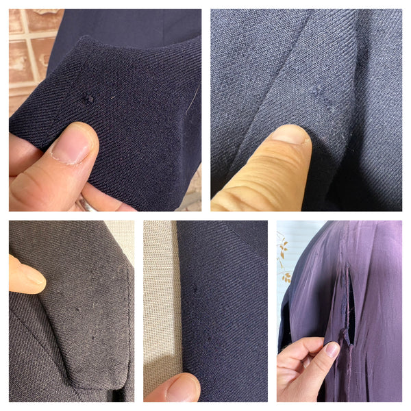 Early 1940s Navy Blue Fitted Wartime Princess Coat