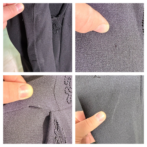 Exquisite Black Beaded 1940s Cocktail Dress