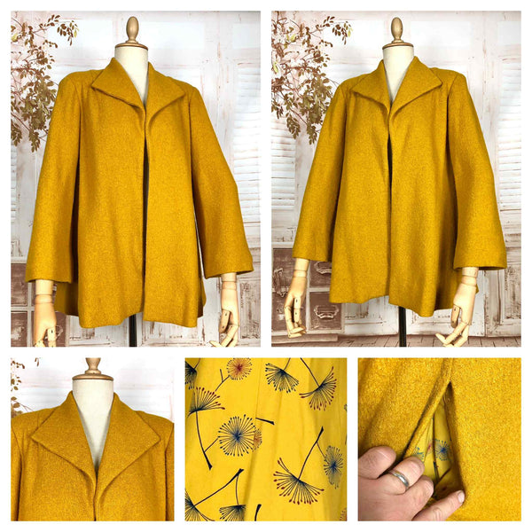 Incredible Mustard Yellow 1940s Short Swing Coat