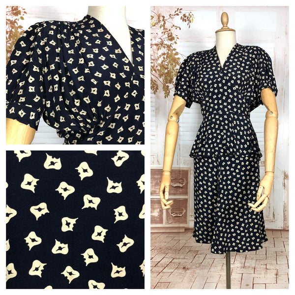 Fabulous 1940s Vintage Rayon Print Summer Suit