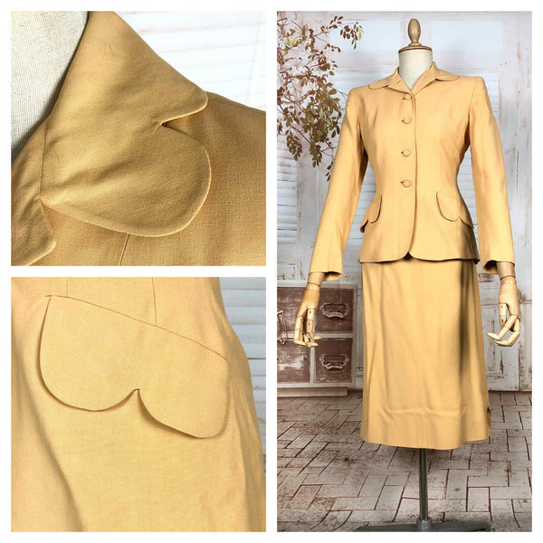 Exquisite Mustard Yellow 1940s Skirt Suit Petite