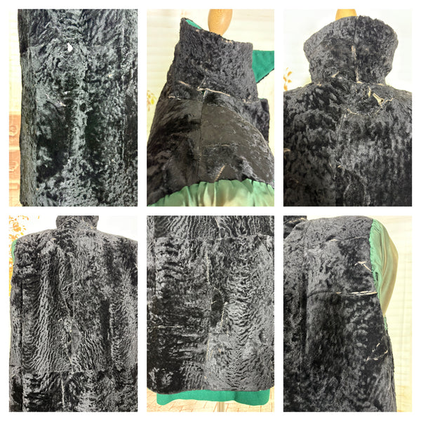 Incredible Emerald Green 1940s Coat With Astrakhan Lining