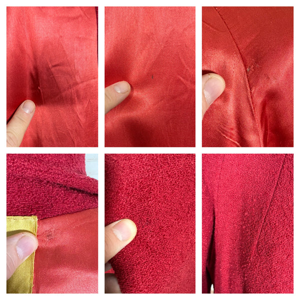 Lipstick Red Late 1940s / Early 1950s Volup Swing Coat By Rothmoor