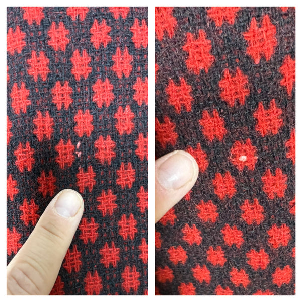 Fabulous Late 1940s Red And Black Check Coat By Betty Rose