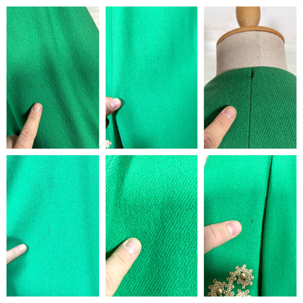 Exquisite Volup Kelly Green 1940s Swing Coat With Statement Sleeves By Best & Co