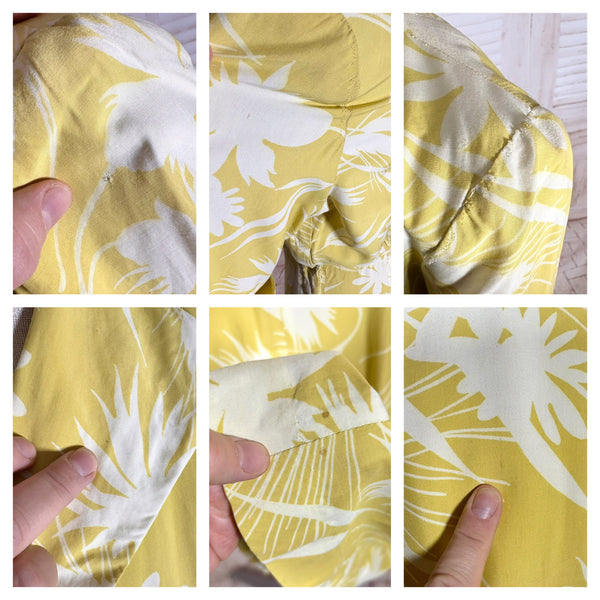 Stunning Chartreuse Abstract Floral Print 1940s Dress