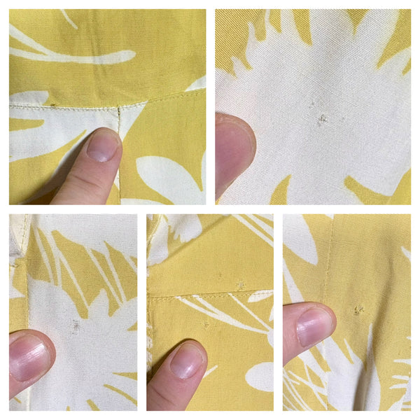 Stunning Chartreuse Abstract Floral Print 1940s Dress