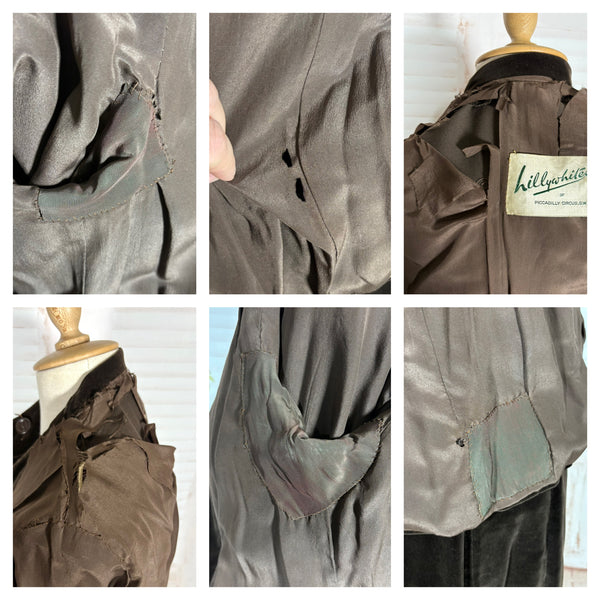 Unusual Chocolate Brown Velvet Late 1930s / Early 1940s Ski Sport Suit With Zip Front