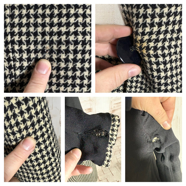 Super Structured 1940s Black And White Houndstooth Suit