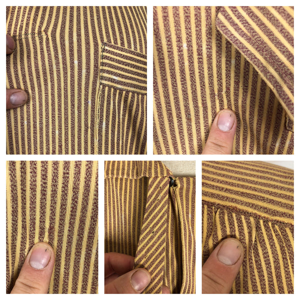 Incredible Original 1930s Vintage Mustard Yellow And Mauve Striped Rayon Jersey Blouse