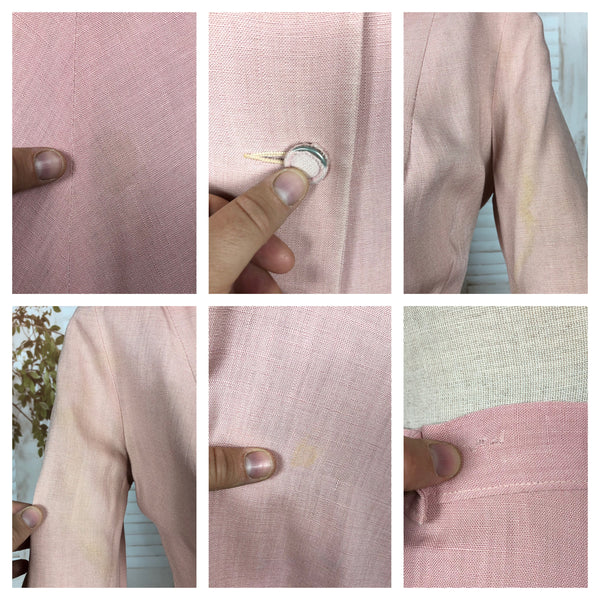 Amazing Original 1940s Vintage Blush Pink Summer Suit By Betty Rose