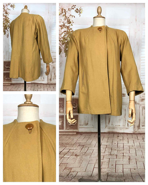 Exquisite Mustard Yellow 1940s Swing Coat