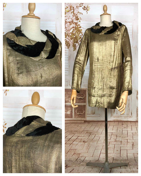 Incredible Original 1920s Antique Gold Lame Tunic