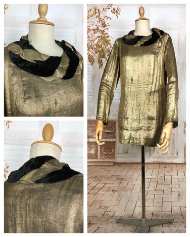 Incredible Original 1920s Antique Gold Lame Tunic