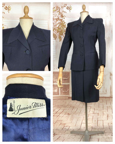 RESERVED FOR AUGGIE - Classic Navy Blue 1940s Suit With Dagger Collar