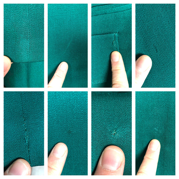 1940s Green Gabardine Suit with Scalloped Collar & Triple Button Details – Unlabelled Lilli Ann