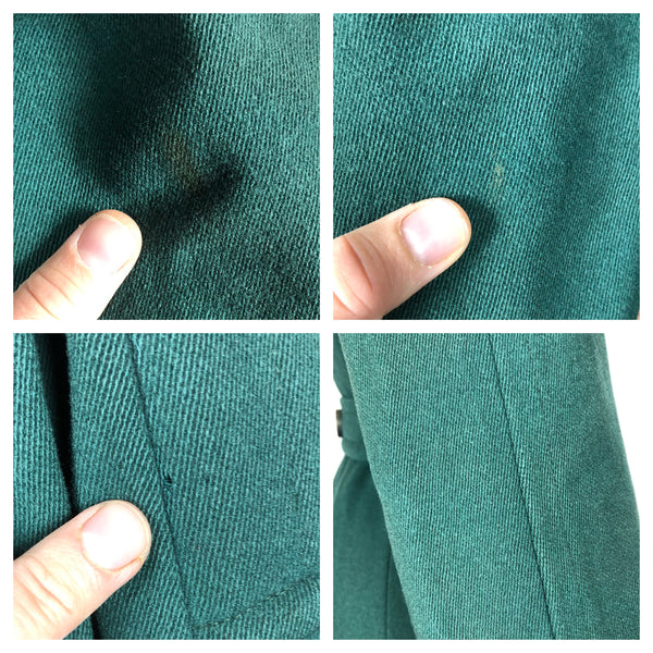 Stunning Forest Green Original 1940s Belted Princess Coat