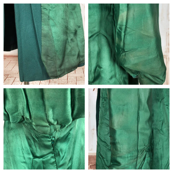 Stunning Forest Green Original 1940s Belted Princess Coat
