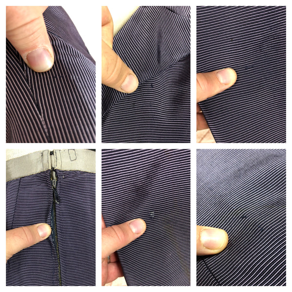 Amazing Blue Striped Rayon Faille 1940s Suit Volup Capable