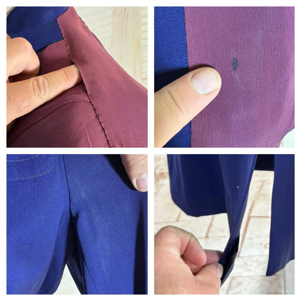 Exquisite Royal Blue 1940s Gabardine Suit With Western Stitching Detail