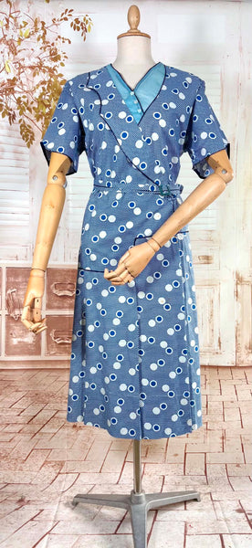 Rare Volup 1930s Blue And White Spotted Day Dress