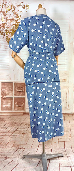 Rare Volup 1930s Blue And White Spotted Day Dress