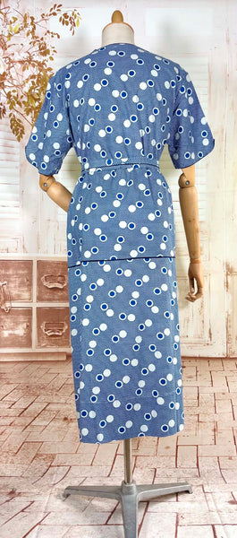 Rare Volup 1930s Blue And White Spotted Day Dress