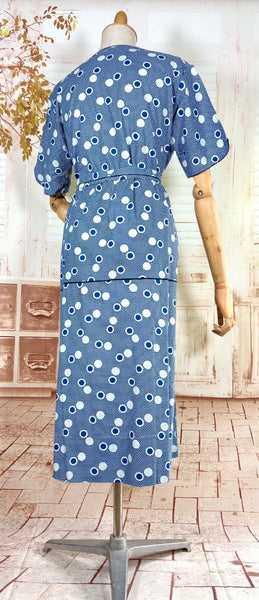 Rare Volup 1930s Blue And White Spotted Day Dress