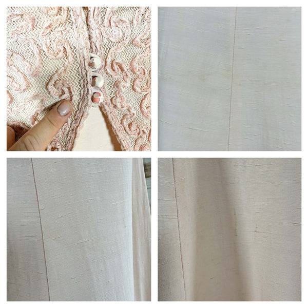 Exquisite Pale Pink Late 1930s / Early 1940s Summer Suit With Soutache Details