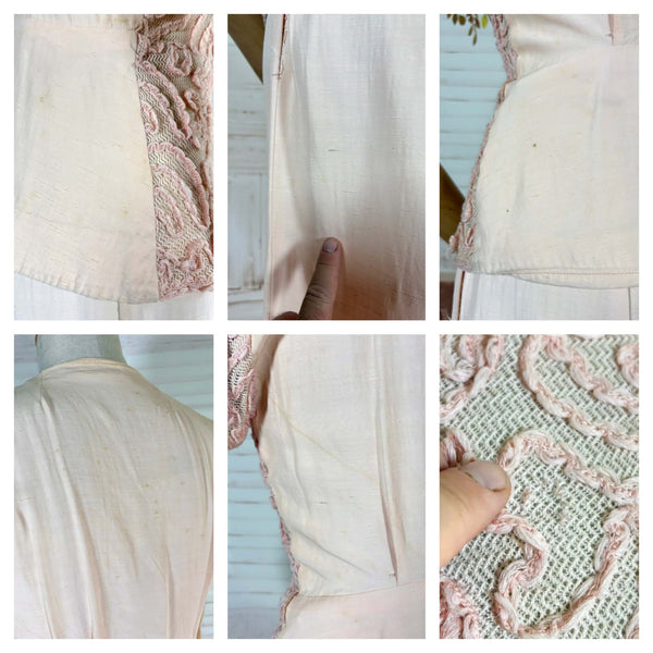 Exquisite Pale Pink Late 1930s / Early 1940s Summer Suit With Soutache Details
