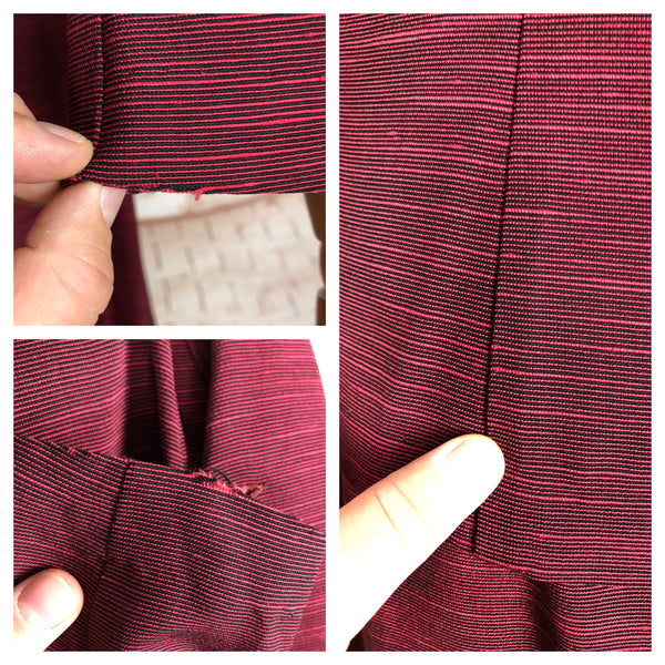 Stunning 1940s Striped Red Faille Suit By Lampl