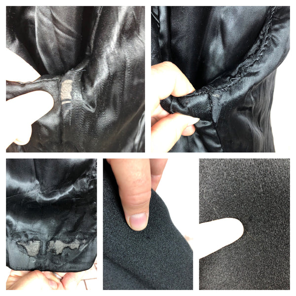 Fabulous Late 1940s Black Double Breasted Princess Coat With Belt Back