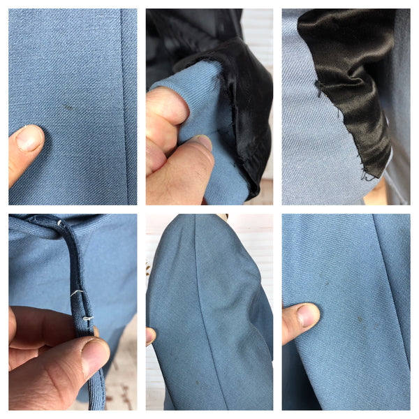 Stunning Periwinkle Blue 1940s Suit With Rouleau Waist Tie