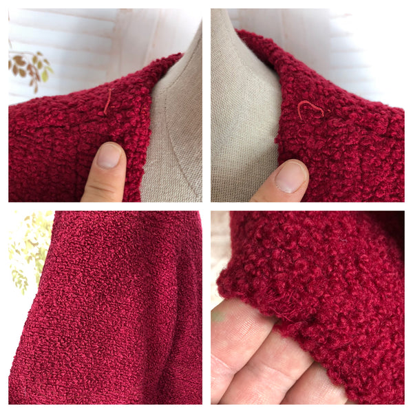 Fabulous Late 1940s / Early 1950s Red Collarless Boucle Coat