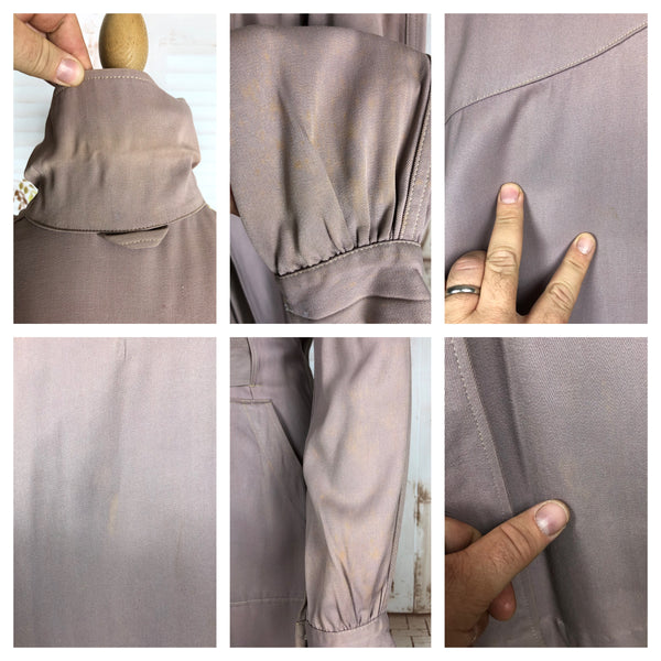 Exceptional Pale Lilac 1940s Belt Through Gabardine Swing Coat