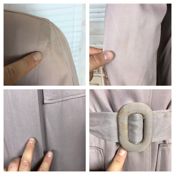 Exceptional Pale Lilac 1940s Belt Through Gabardine Swing Coat