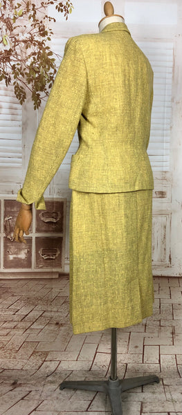 Amazing Original Late 1940s Vintage Lemon Mustard Yellow Skirt Suit