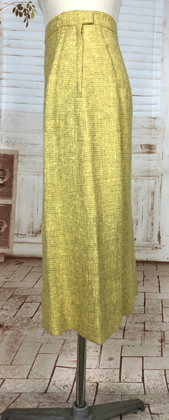 Amazing Original Late 1940s Vintage Lemon Mustard Yellow Skirt Suit