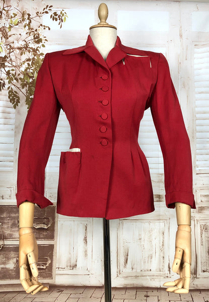 LAYAWAY PAYMENT 1 OF 3 - RESERVED FOR NATASHA - Iconic Original 1950s Vintage Bright Red Lilli Ann Blazer With White Accents