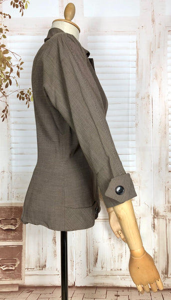 Fabulous Late 1940s Vintage Brown Fine Striped Suit Blazer By R&K Original