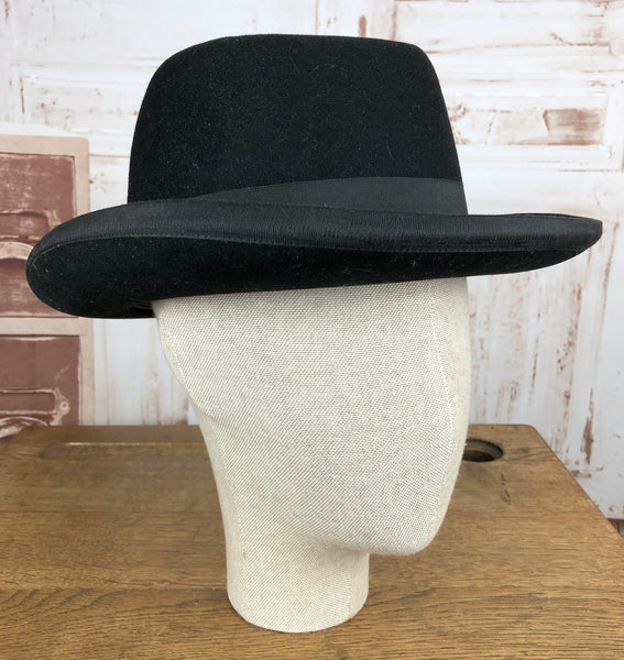 Exquisite Original 1920s / 1930s Vintage Gent’s Black Homburg Hat
