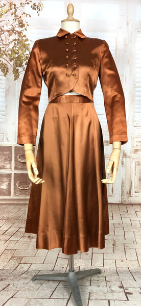 RESERVED ON LAYAWAY FOR SENDI - Exquisite Original Late 1940s Vintage Copper Satin New Look Cropped Suit
