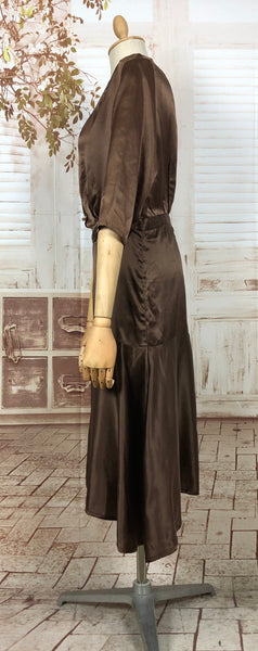 LAYAWAY PAYMENT 3 OF 4 - RESERVED FOR SAIRA - Immaculate Original Late 1920s 20s / Early 1930s 30s Volup Brown Satin Dress